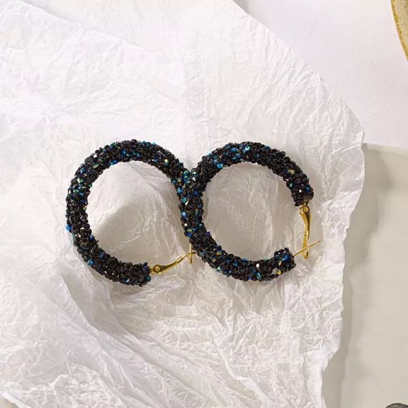 🌺shiny Glitter Cubic zirconia hoop Earring - Picture 6 of 11